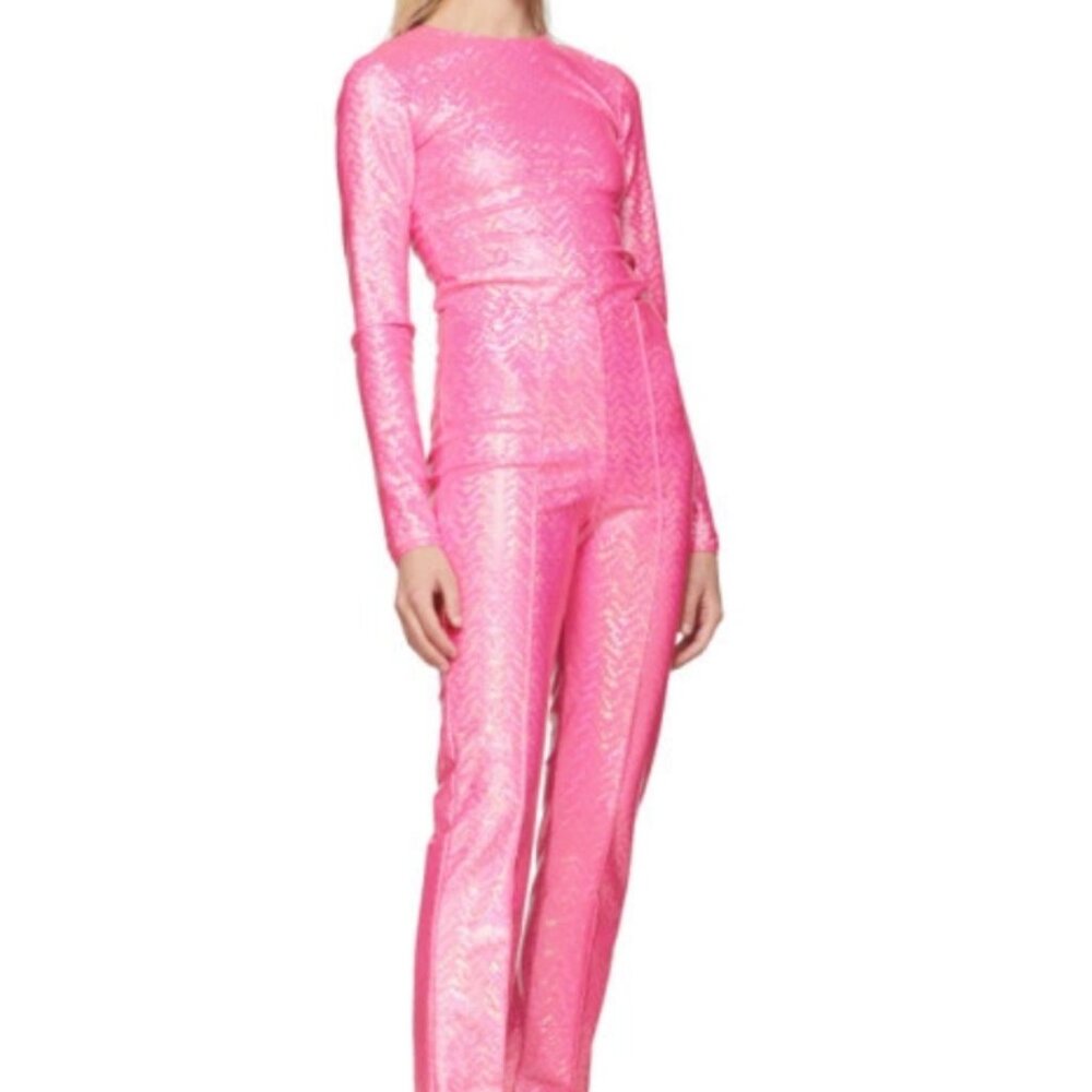 SAKS POTTS | LISSI | FLUO PINK SHIMMER PANTS | 3 | MSRP $325